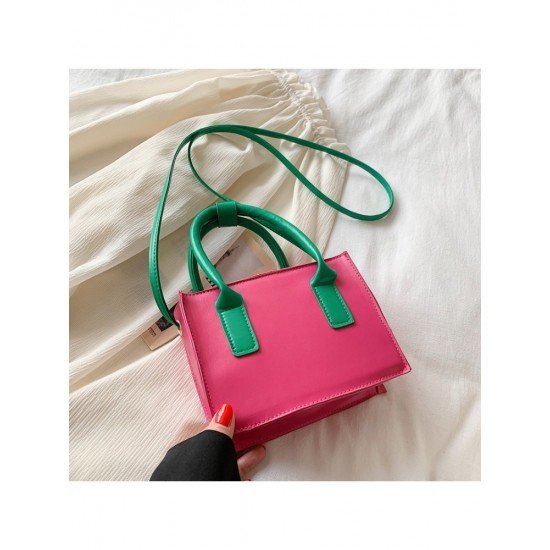  PU Contrast Color Shoulder Bag For Women