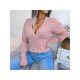 V Neck Solid Long Sleeve Ladies Sweaters