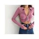  2022 Pure Color Long Sleeve Crop Top