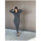  Pure Color Crew Neck Women's Long Dress