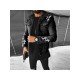 Street Cross Patchwork Black Denim Jackets For Men