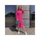  Casual Pure Color Turndown Neck Women's Dress