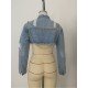 Fashion Casual Pure Color Denim Jacket For Women