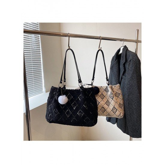 Rhombus Lattice Fall Black Tote Bags