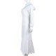 Casual White Ruffle Hooded Collar Maxi Dress