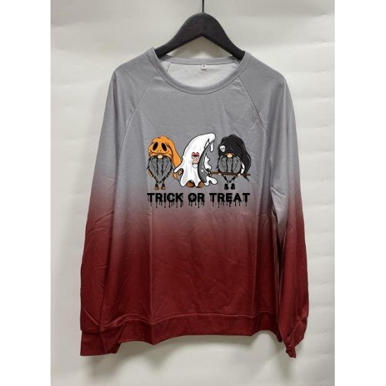 Halloween Skull Pumpkin Graphic Gradient Color Sweatshirts