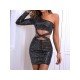 Sexy Cut Out Black One Shoulder Sequined Dress