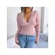 V Neck Solid Long Sleeve Ladies Sweaters