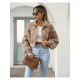  Winter Corduroy Pure Color Lantern Sleeve Women Jacket