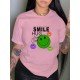 Smile Face Emoji Graphics T Shirts For Women