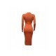  Slim V Neck Pure Color Split Women's Dress