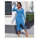  Slim V Neck Pure Color Split Women's Dress