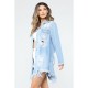  Fashion Denim Ripped Mid-Length Women's Coat