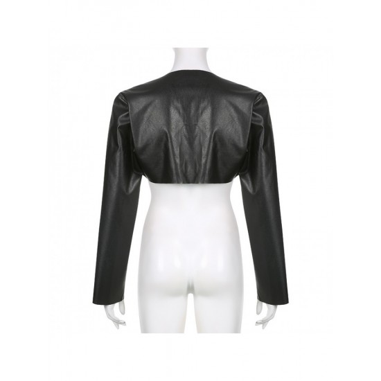  Fashion PU Irregular Pure Color Women's Jacket