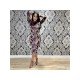 Fashionable Printed Long Sleeve Knee Length Dress