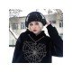  Heart Cobwebs Hot Drilling Hooded Black Tops