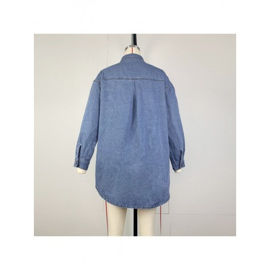 Women's Pure Color Long Sleeve Denim Jackets