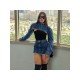 Women's Fashion Pure Color Navel Denim Jacket