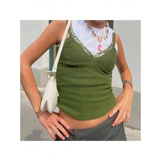 Summer Sleeveless Green Tank Tops For Women