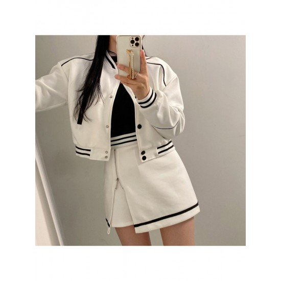  American Street Stand Collar Baseball Jacket For Women