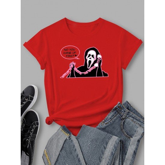 Funny Halloween Skull Graphic T Shirts For Women