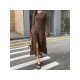 Patchwork Slit Long Sleeve Maxi Dresses For Women