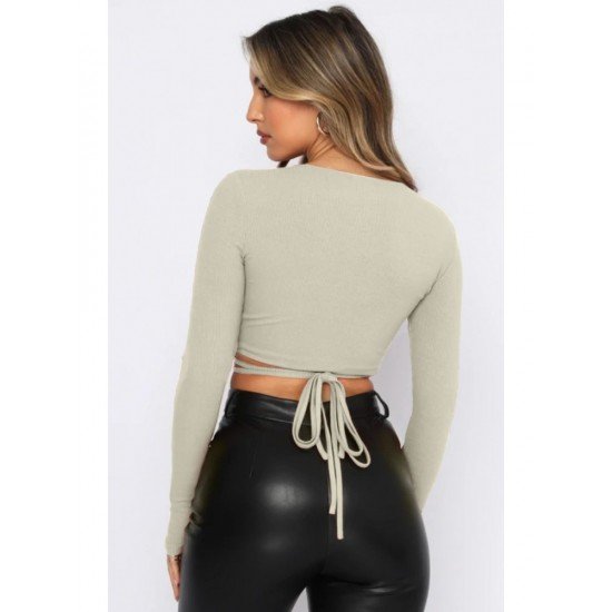 Sexy Tie Wrap Cropped Tops For Ladies