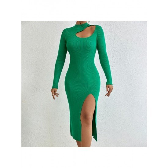 Cut Out Slit Long Sleeve Dresses