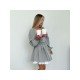 Square Neck Patchwork Lantern Sleeve Cute Dresses