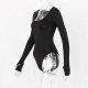 Scoop Neck Long Sleeve Fitted Bodysuits For Women