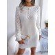 Casual White Long Sleeve Sweater Dresses