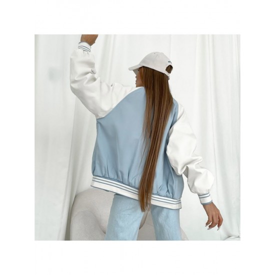  2022 Casual Contrast Color Women's Baseball Jacket