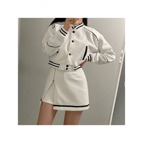  American Street Stand Collar Baseball Jacket For Women