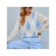  2022 Round Neck Rhombus Lattice Knitwear Sweater