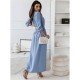  Temperament V Neck Pure Color Long Dress