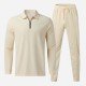  Leisure Pure Color Top And Trouser Men's Suit