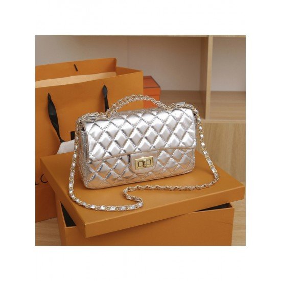  Rhombus Lattice Twist Lock Ladies Shoulder Bags