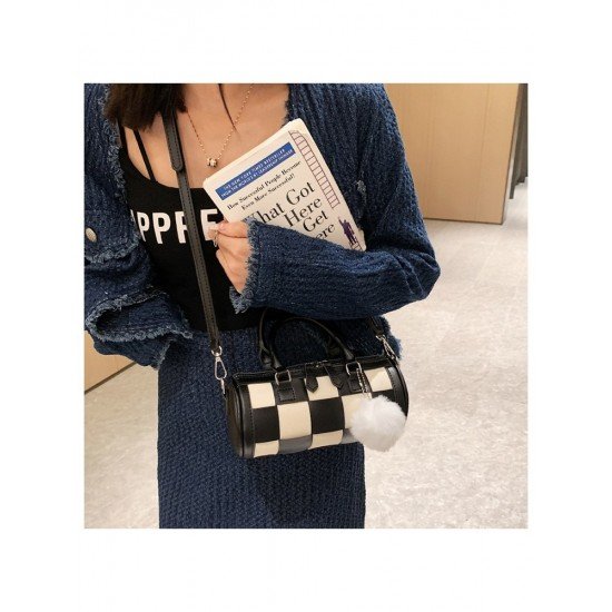  PU Contrast Color Plaid Women's Messenger Bags