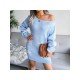 Star Pattern Long Sleeve Women Sweater Dress