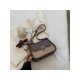 Retro Contrast Color Brown Shoulder Bags