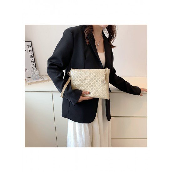 Casual Solid Rhombus Lattice Clutch Bag