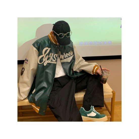  Fashion Letter Printing Contrast Color Men's Jacket