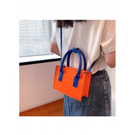  PU Contrast Color Shoulder Bag For Women