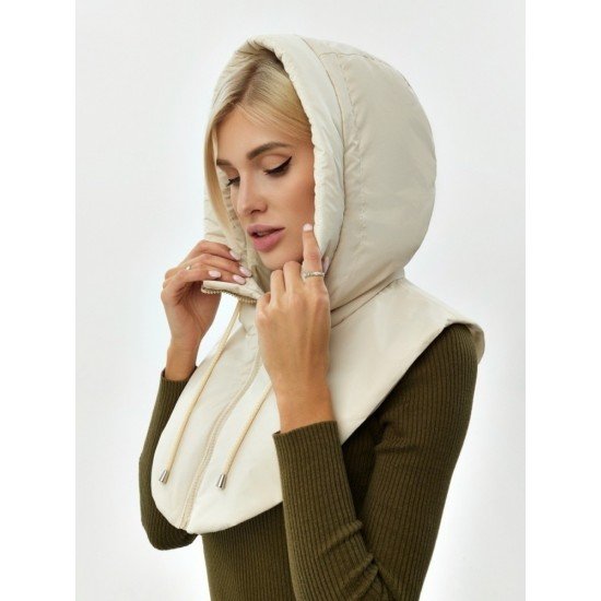 Hooded Collar Solid Zip Designer Chic Tops