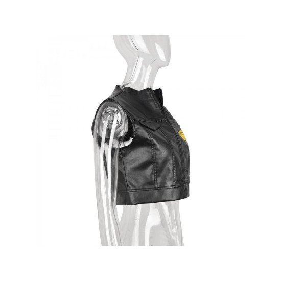 Motorcycle Style Leather Sleeveless Black Jackets