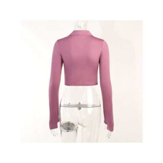  2022 Pure Color Long Sleeve Crop Top