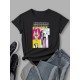 Abstract Graphic Street Wear T Shirts For Women