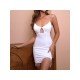 Seductive White Tassel Backless Mini Dresses