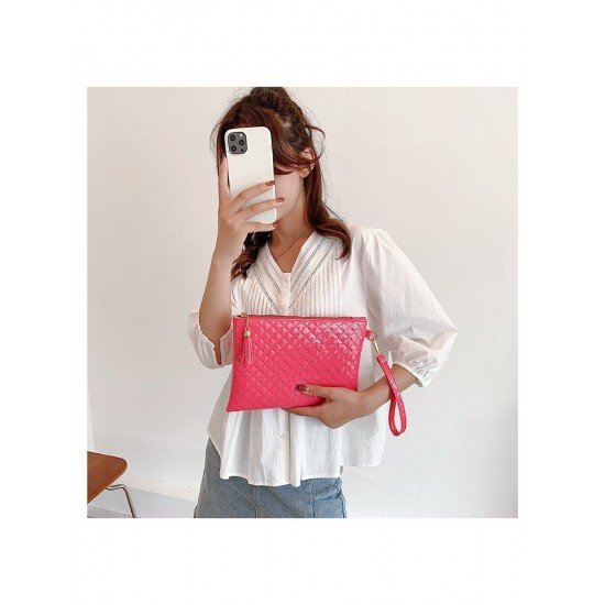 Casual Solid Rhombus Lattice Clutch Bag