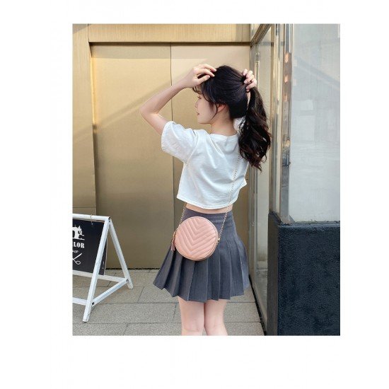  2022 Pure Color PU Women's Round Bags